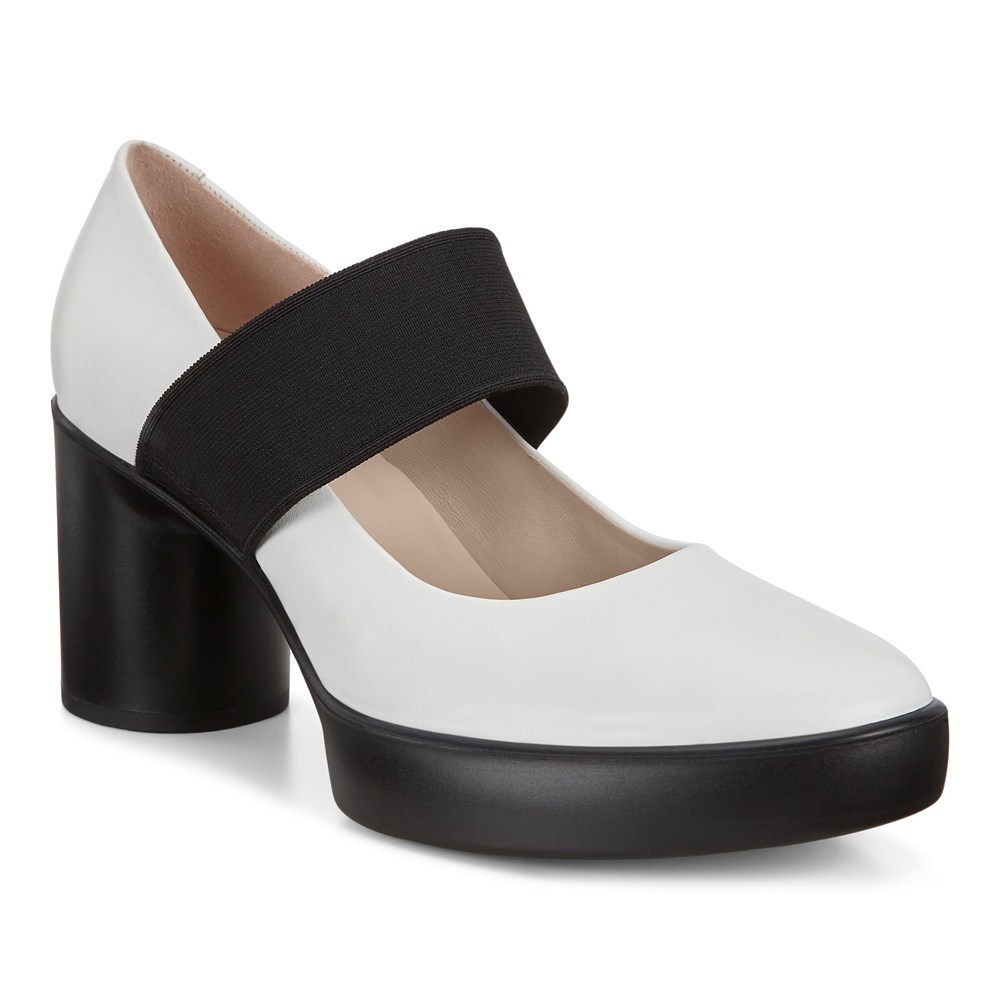 ECCO Womens Pumps White/Black - Shape Sculpted Motion 55 Mary Janes - WGA-756284